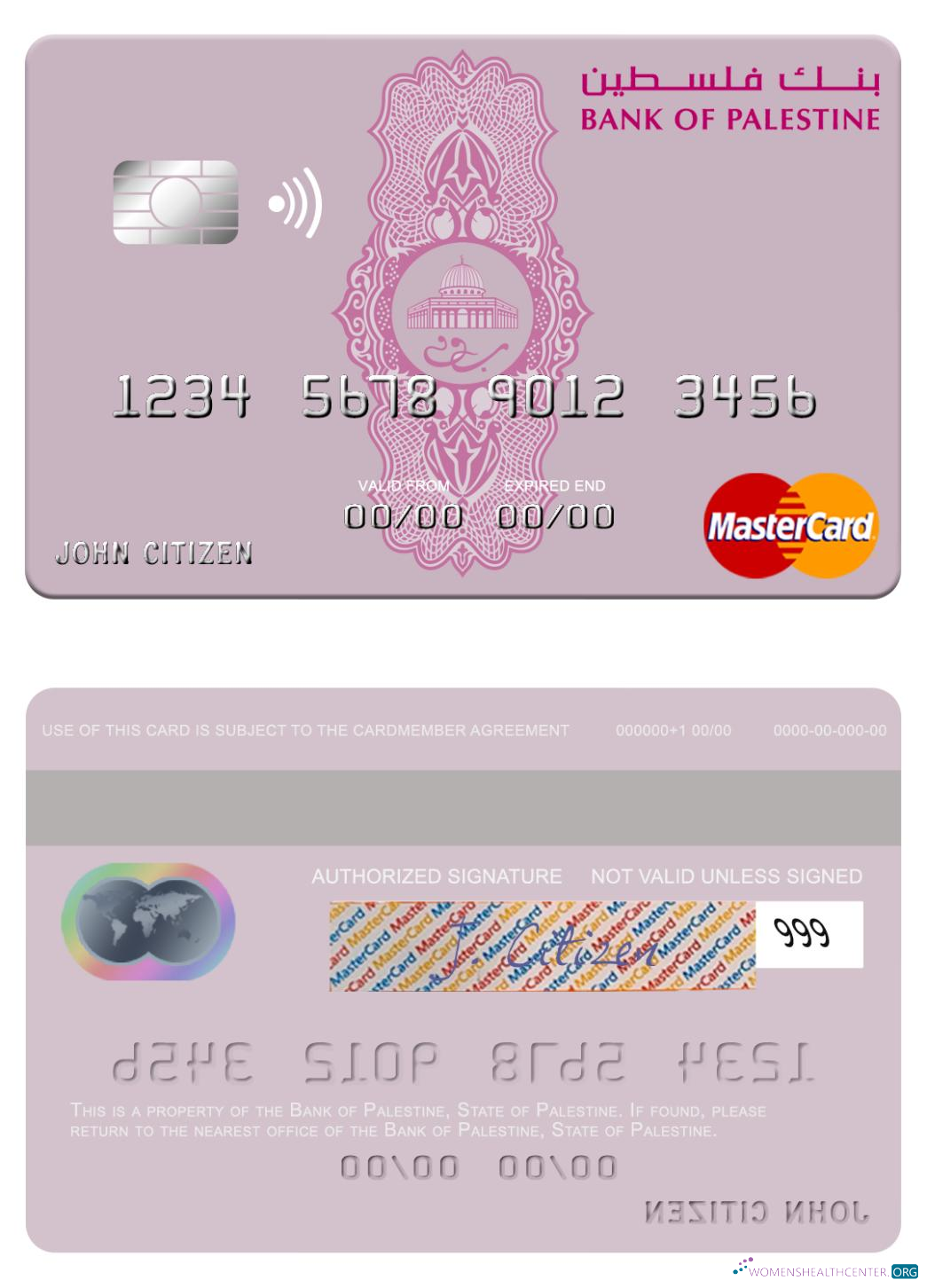 Download Palestine Bank of Palestine mastercard Photoshop template